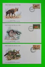 World Wildlife Fund 3 FDCs BOTSWANA 1976-1979-The Fox, Otter, Hyena  7 Jun 1977