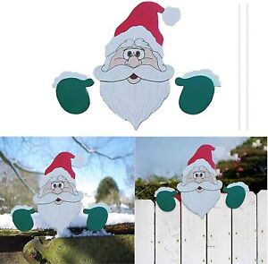 Christmas Garden Fence Peeker Santa Claus,Elk,Snowman Outdoor Garden Xmas Decor