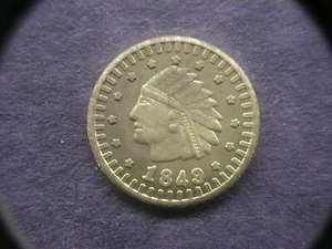 1849 Round Indian Head California Gold 2 1/2 Dollar Token/Coin: Center Star back - Picture 1 of 4