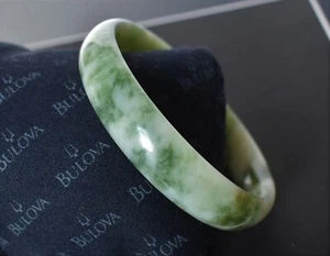 Canadian Nephrite Jade Bangle Bracelet Natural Nephrite Stone Bracelet - Picture 1 of 13
