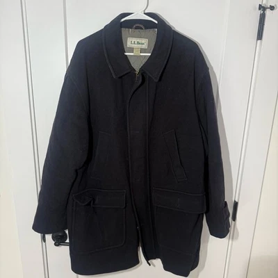 Vintage L.L. Bean Quilted Wool Heavyweight Peacoat . Preppy casual outdoor. L - Image 1 of 4