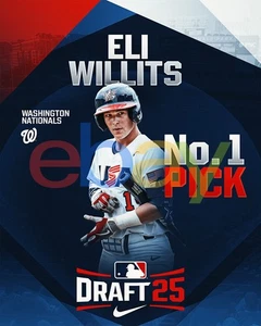 Eli Willits 2025 MLB Draft primera selección general de los Nacionales de Washington foto de 8x10 MLB - Imagen 1 de 1