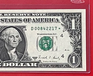 1988 A STAR NOTE $1 DOLLAR BILL ( CLEVELAND D ) UNCIRCULATED - Picture 1 of 3