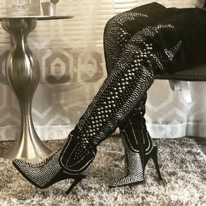 azalea wang over the boots rhinestone studded western boots size 7.5 women - Bild 1 von 9