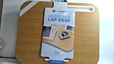 Designer Lap Desk with Holder and Device Ledge - Aqua Toile - Fits up to 17.3" - Image 1 of 2