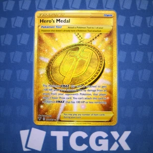 Pokemon - Hero's Medal (Secret) - 201/185 - SWSH04: Vivid Voltage - Holo NM - Picture 1 of 1