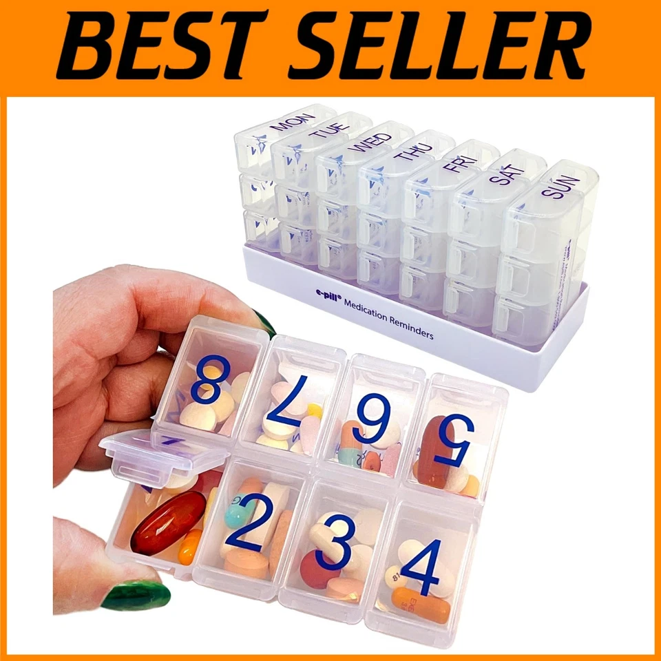 Compact Travel Pill Organizer, 56 Compartments - Image 1 of 4