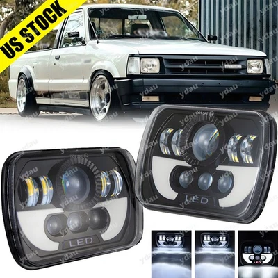 Faro LED negro 5x7'' 7X6" halo DRL faro apto para Mazda B2200 B2600 RX-7 par Foto 1 de 4