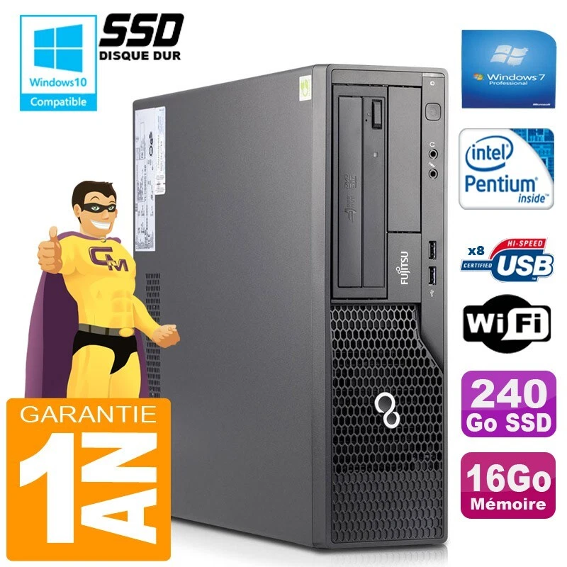 PC Fujitsu Esprimo E500 E85 + SFF Intel G640 RAM 16Go Disco 240 Go SSD Wifi W7 - Imagen 1 de 1