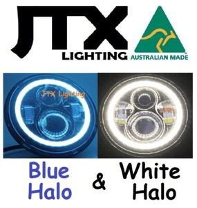 1pr JTX 7" LED Headlights with BLUE and WHITE Halo Angel Eye - Bild 1 von 12