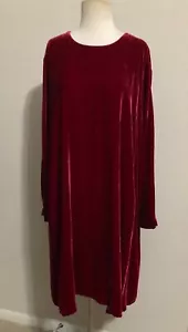 Neu mit Etikett Eileen Fisher (S) DAMENKLEID RUNDHALSAUSSCHNITT K/L RUBINFARBEN SAMT SEIDENMISCHUNG $ 348 - Bild 1 von 11