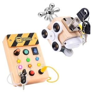 Engineering Series – Wooden Busy Board for Kids with Lights, Switches, & Locks - Picture 1 of 1
