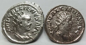 Rome Caesar GALLIENUS 2x AR Antoninianus LAETITIA CONCORDIA Antioch Silver #A61 - Picture 1 of 3
