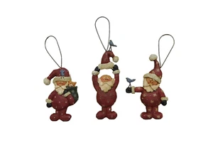 Set of 3 different small Santa's with bluebirds - New by Blossom Bucket #50029 - Picture 1 of 5