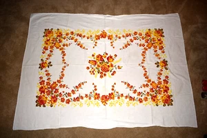 Vintage gelb & rot Rose weiche dicke Baumwolle Tischdecke 70 x 50 Herbst Herbst - Bild 1 von 3