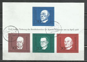 A58- HOJA BLOQUE 3 ALEMANIA 1968 USADO BONITA ADENAUER. - Imagen 1 de 1
