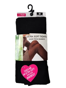 LADIES LUXURY SOFT BAMBOO YARN KNITTED TIGHTS,BLACK,ASSTD SIZES, - Picture 1 of 2