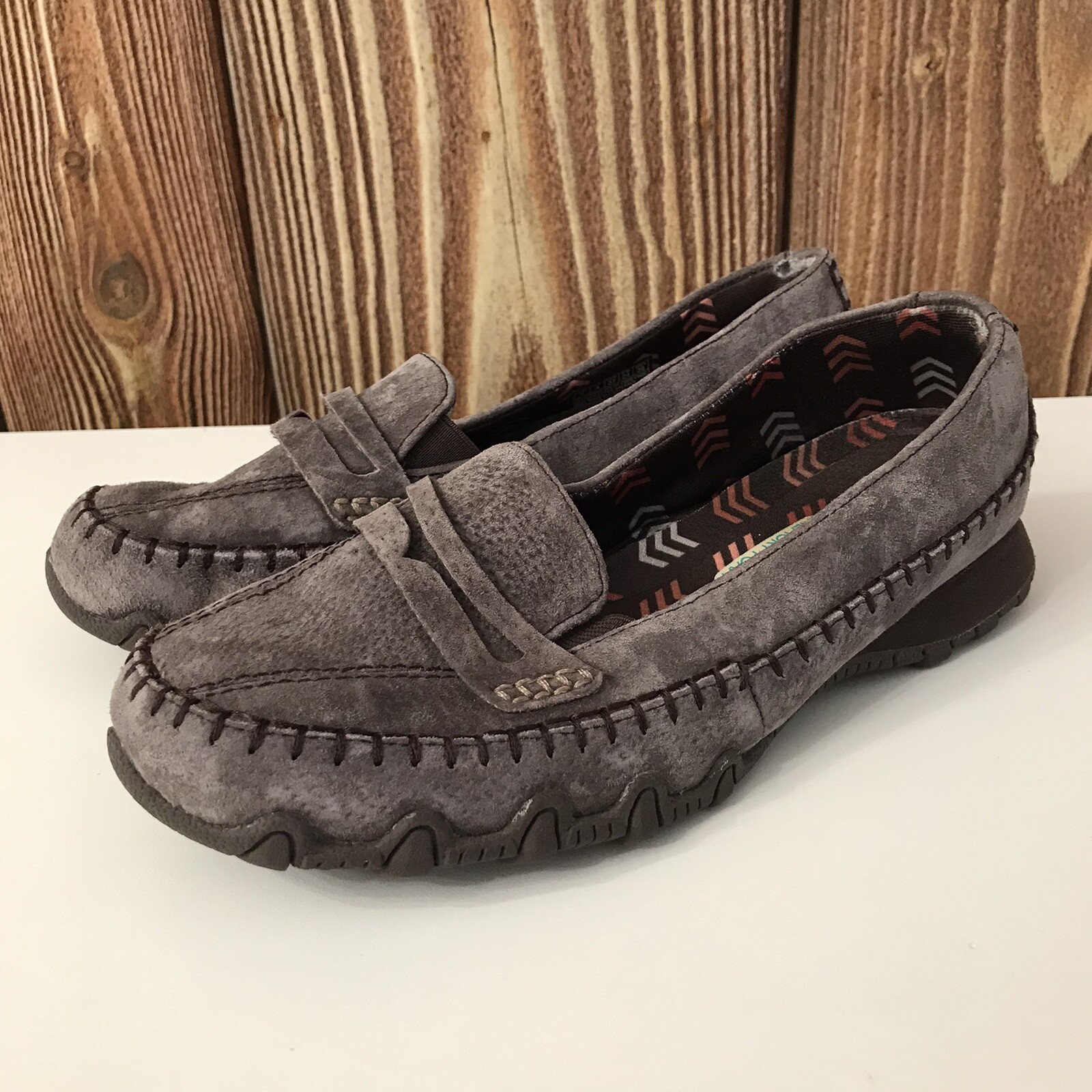 Loafers Size 7 Brown Suede Leather 
