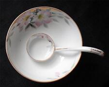 Vntg 1920s NIPPON Hand Painted FLORAL Pattern Condiment 3 Ball Feet Bowl w Spoon