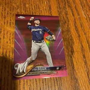 2018 Topps Chrome Refractors #89 Ryan Braun Brewers Pink Refractor - Imagen 1 de 4