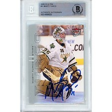 Marty Turco Dallas Stars Signed 2009 Fleer Ultra Card Beckett Authentic Slab COA