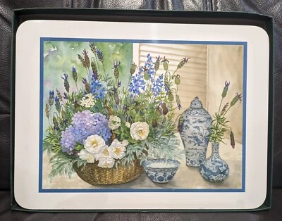 Vintage Set of 6 Jason New Zealand Cork Backed Floral Vase Placemats With Box - Image 1 of 4