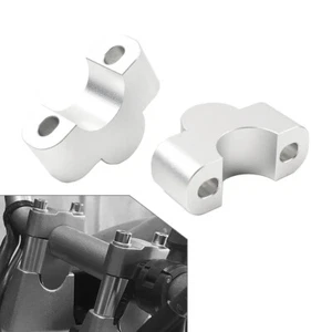 Handlebar Riser Lift Kit Clamps Bar 25mm Height For Honda Suzuki Kawasaki Silver - Picture 1 of 11