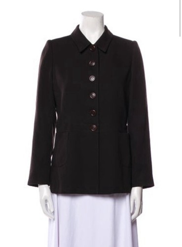 Giacca Blazer Valentino Vintage Autentica Tinta Unita Marrone Cioccolato Fondente 8 42 Medium