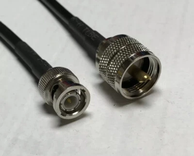 UHF PL-259 Male to BNC Male RG58 Coax Pick Your Length USA Made High Quality - Image 1 of 3