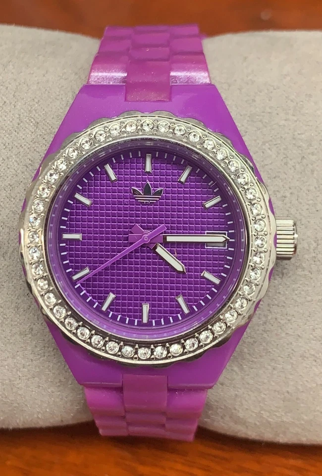 Reloj Adidas Para Mujer Originales Cambridge Glitz Esfera Púrpura Banda Goma ADH2107 Foto 1 de 1