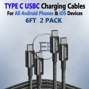 Anker Cavo USB C a USBC Tipo C Nylon Intrecciato Caricatore Rapido Nero (6ft, Confezione da 2) - Foto 1 di 5