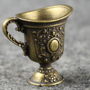 Brass Small Wine Glass Statues Bronze Carved Goblet Keychain Pendants Home Decor