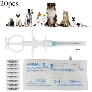 20x Cat Dog Microchip Animal Syringe ID Implant Pet Chip Needle RFID injector - Picture 1 of 9