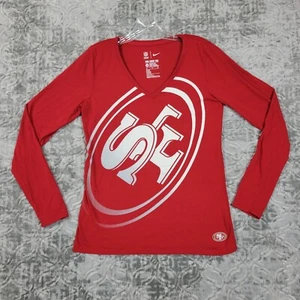 Nike San Francisco 49ers Camisa Mujer Mediana Roja Manga Larga Cuello en V NFL Fútbol - Imagen 1 de 10