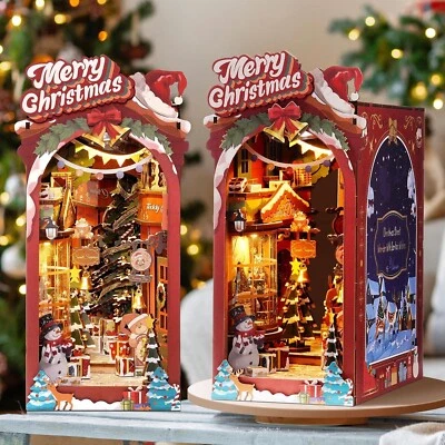 Rolife DIY Book Nook Kit Christmas Dollhouse with LED  Bookshelf Kits Xmas Gifts - Image 1 of 4