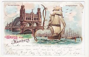 Hamburg,Gruß aus Hamburg,Hafen,Litho,1901 gelaufen