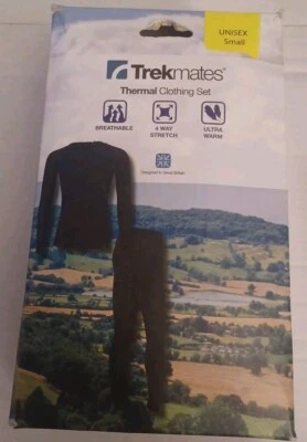 JUEGO DE ROPA TÉRMICA UNISEX TREKMATES - NEGRO - PEQUEÑO - NUEVO CON ETIQUETAS Foto 1 de 4