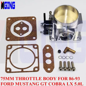 2.95 " 75mm Throttle Body High Flow For Ford Mustang 86-93 GT Cobra LX 5.0L Silv - Imagen 1 de 4