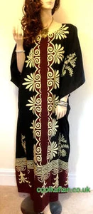 New LANGKAWI Fine Cotton Kaftan Long Dress Black Red Plus Amazing Caftan Beach - Picture 1 of 5