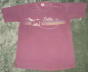 VTG 80s DALLAS TEXAS T SHIRT MEDIUM SINGLE STITCH 90s JERZEES TOURIST PURPLE USA - Picture 1 of 4