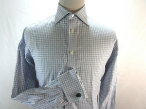 CAMISA DE VESTIR THOMAS ROSA PARA HOMBRE TALLA 16 X 34,5 AZUL CUADROS CORTE CLÁSICO PUÑO FRANCÉS  - Imagen 1 de 7