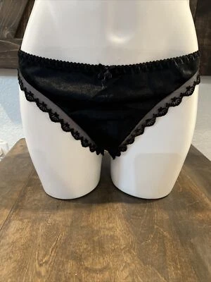 Vintage Silk Hi Cut Leg Satin Second Skin String Bikini Panties Loose XLarge - Image 1 of 4