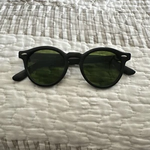 VNTG IDC 730 SCHWARZE RUNDE SONNENBRILLE SCHILDPATT 90er dunkelgrüne Gläser HERGESTELLT IN FRANKREICH - Bild 1 von 4