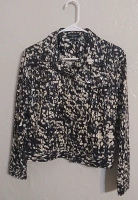 Chaqueta de serpiente sintética negra de piel de serpiente brillante Notations con botones talla pequeña pequeña pequeña Foto 1 de 4