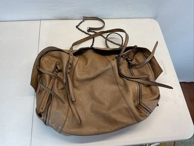 Bolso de hombro Falor Le Borse de cuero italiano fino granulado bronceado Moto grande Foto 1 de 4