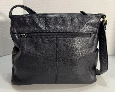 Rolfs Negro 100% Cuero Genuino Cartera Bolso de Hombro Bolsillos con Cremallera 10x11 Foto 1 de 4