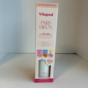 Paris Hilton White 22 Oz Vitapod Water Bottle + 6 Pods Drink Mix Starter Kit - Picture 1 of 12