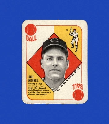1951 Topps Red Backs Set-Break # 13 Dale Mitchell en muy buen estado-en muy buen estado (arrugue) *GMCARDS* Foto 1 de 2
