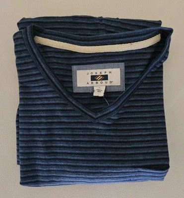 Joseph Abboud большой синий и черный полоски v-образным вырезом футболка с карманом 100% хлопок - Изображение 1 из 4