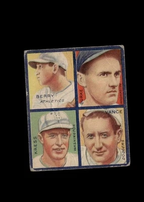 1935 Goudey 4 In 1 - #4C Berry/Burke/Kress/Dazzy Vance - HOF Fair/Good Condition - Image 1 of 2